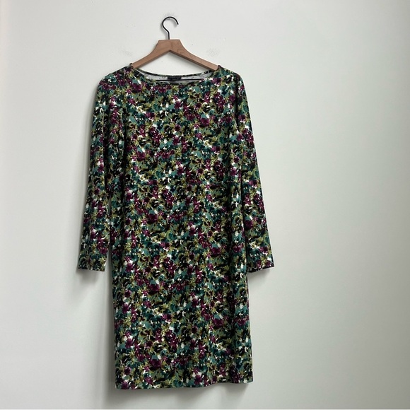 J. Jill Wearever Collection Shift Dress Floral Print Rayon Stretch Long Sleeve S - Picture 1 of 11